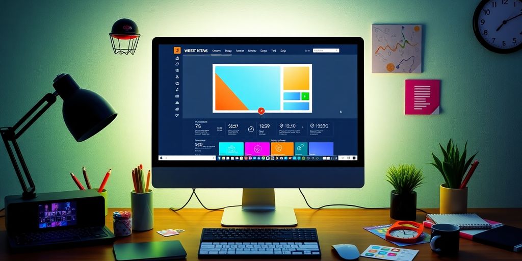 Drag-and-Drop Page Builder auf einem Computerbildschirm.