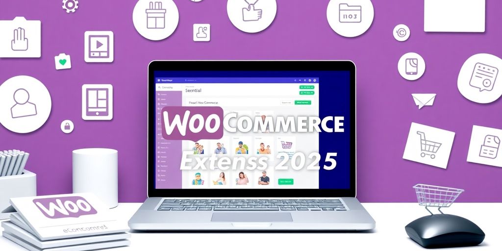 Wichtige WooCommerce-Erweiterungen für 2025 in einem Bild.